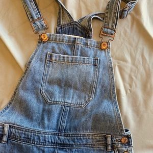 Forever 21 distressed denim overalls